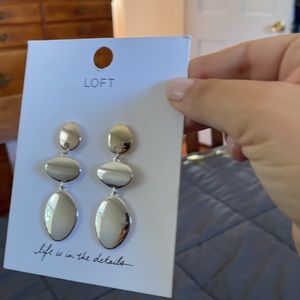 Loft silver metallic drop earrings. Never worn, perfect condition!